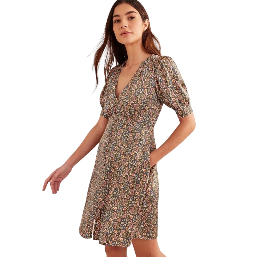 Boden Satin Tea Dress Nightshadow Paisley